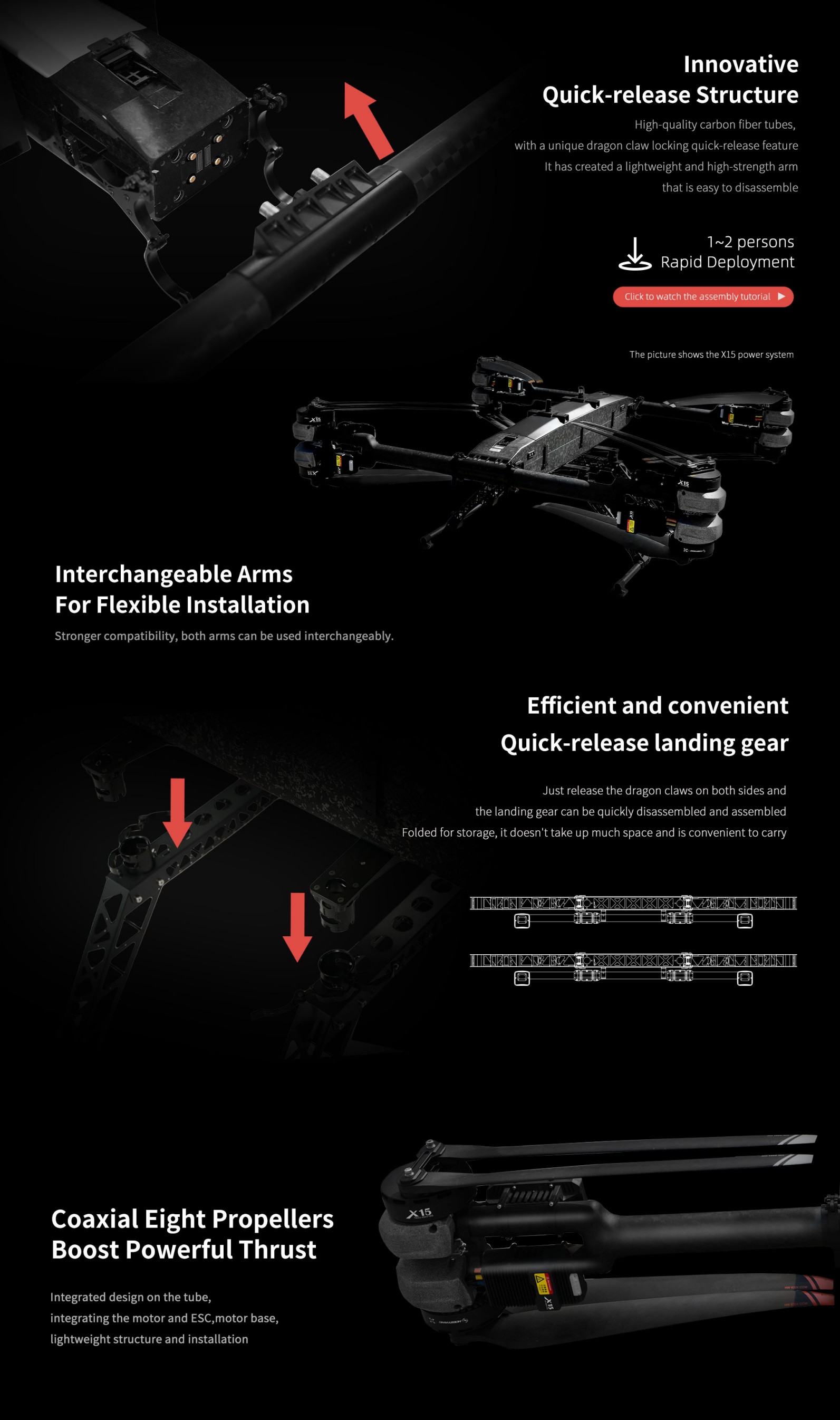 Payload 100 kg Modular Pure Electric Drone