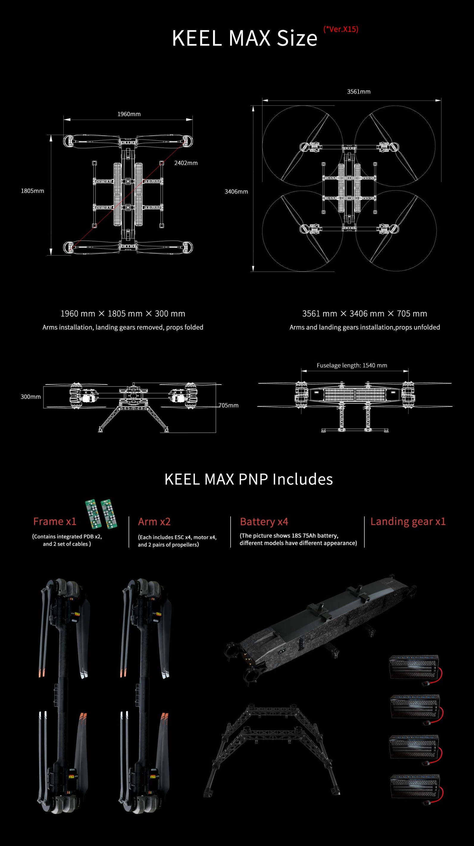 Payload 100 kg Modular Pure Electric Drone