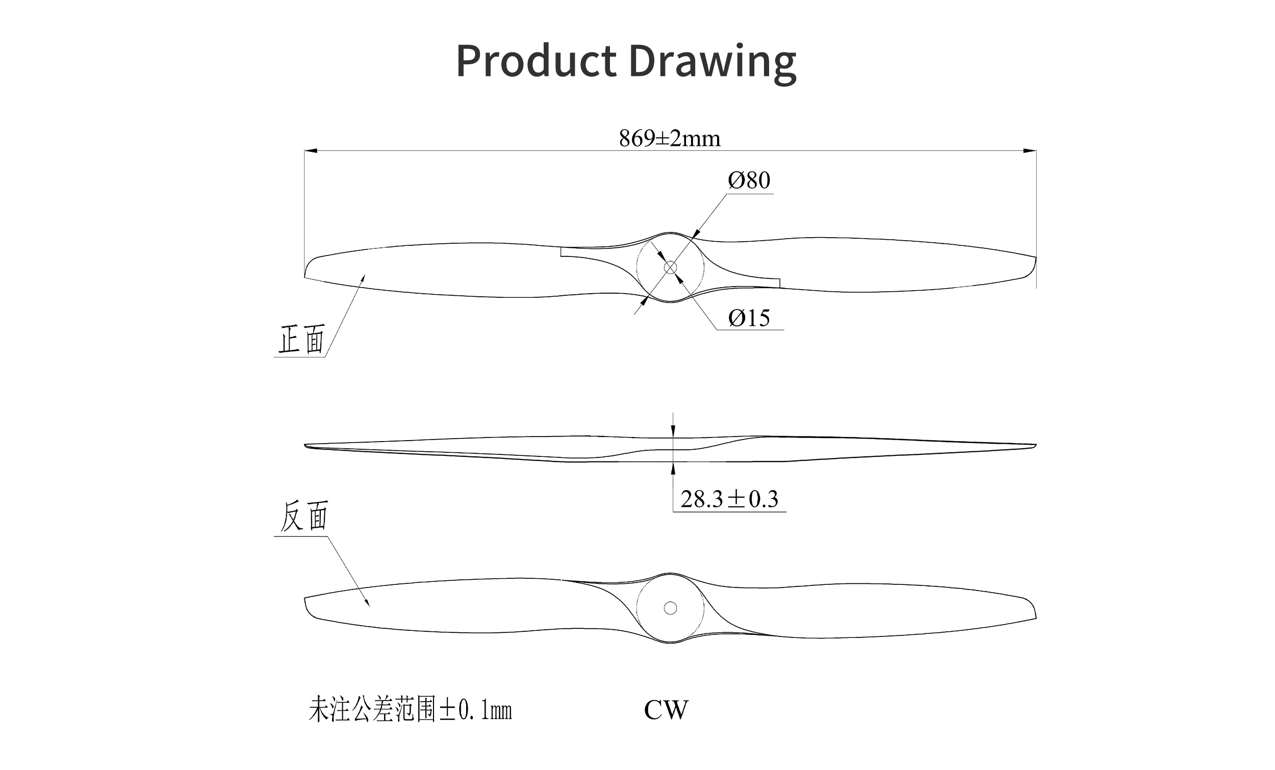 RAYI 34X16 CF Fixed Wing PROP