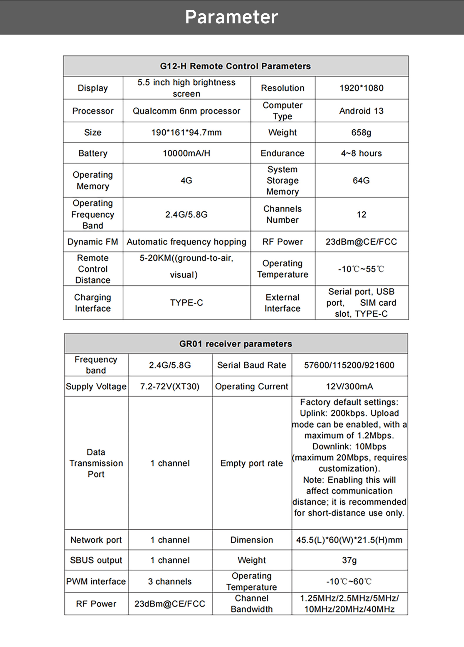 Skydroid G12-H Smart Controller: Agile Power with GR01 Link