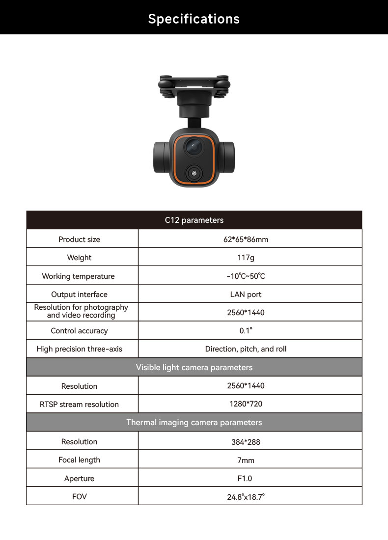 Skydroid C12 3-Axis HD Gimbal Camera