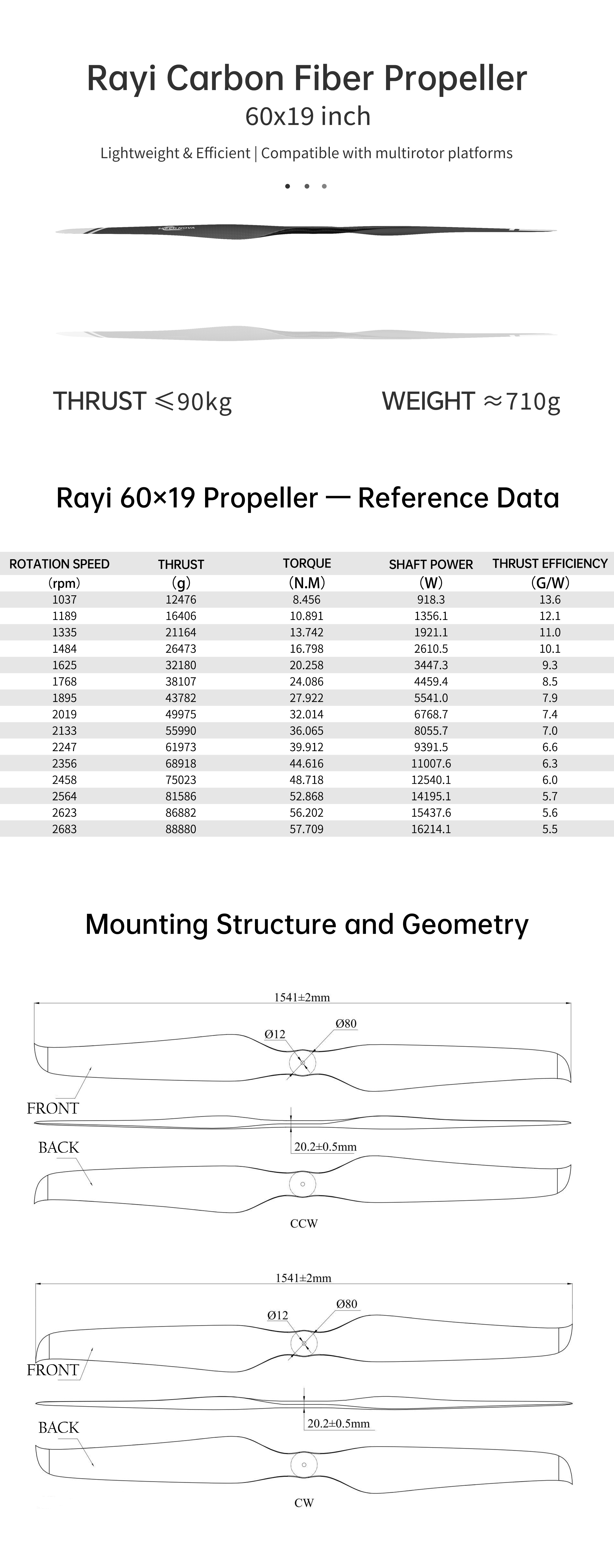 RAYI 60x19 CF FIXED PROP