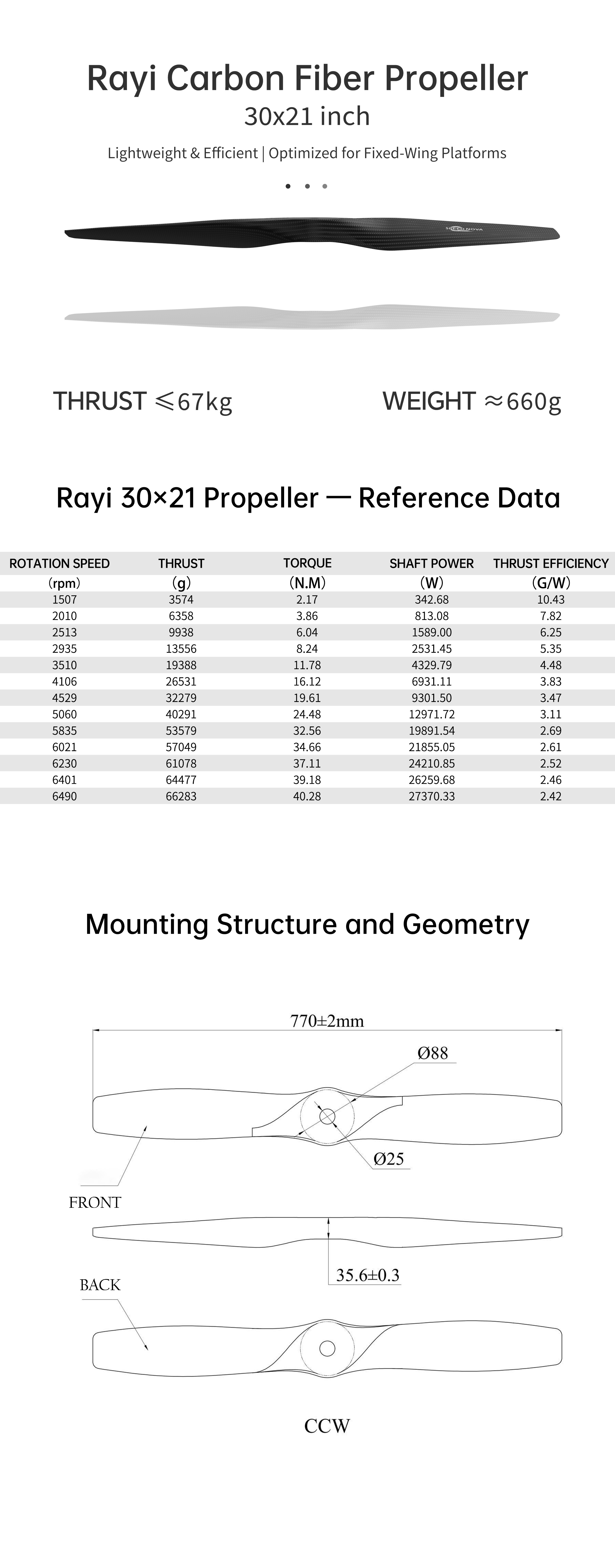 RAYI 30X21 CF Fixed Wing PROP