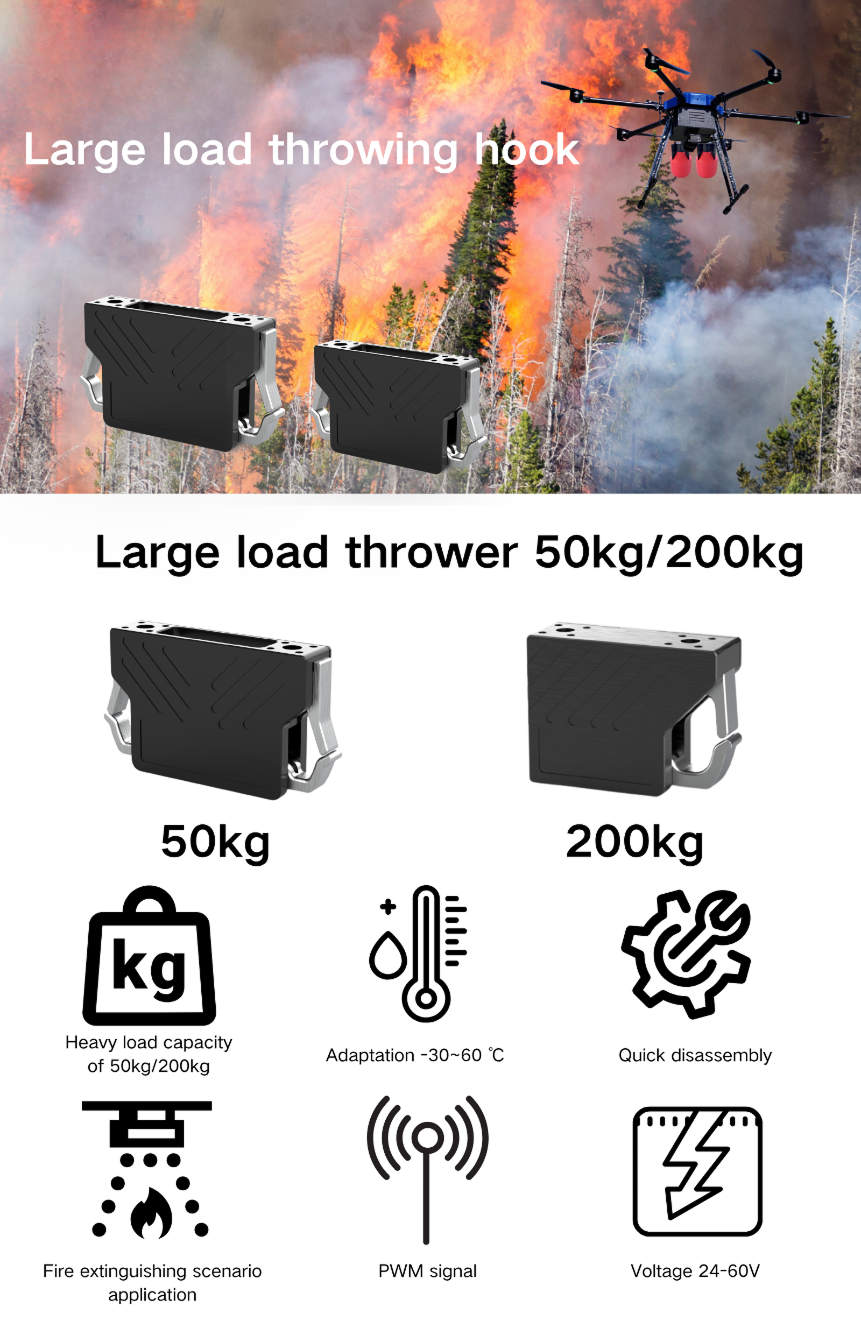 50KG/200KG UAV Payload Release Hook