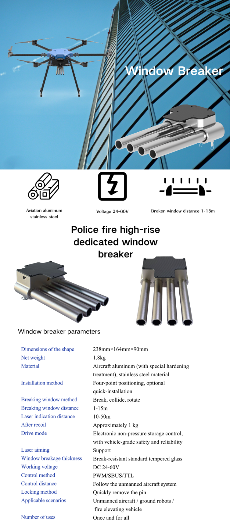 UAV Window Breaker Rescue Payload